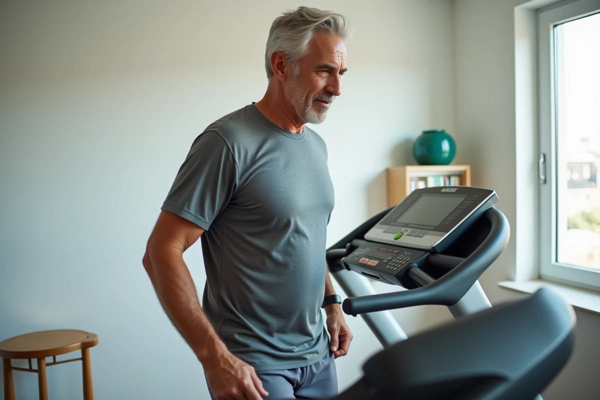 Homme d age moyen prêt à commencer son entraînement