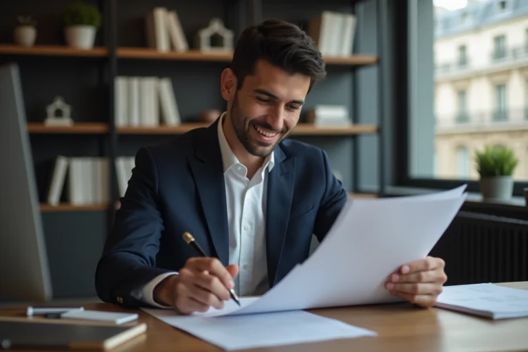 Jeune homme d'affaires en costume à Paris
